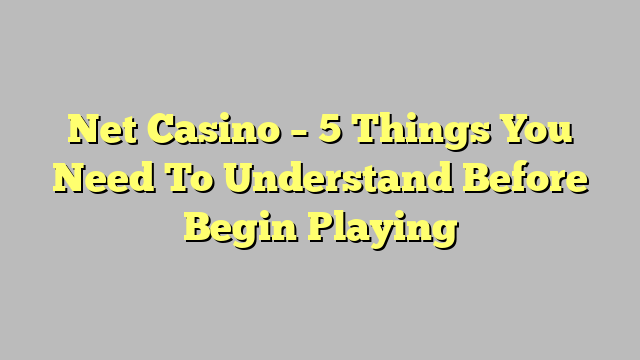 Net Casino – 5 Things You Need To Understand Before Begin Playing